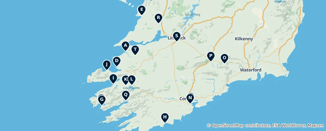 Mapa Ireland's Best Golf Courses