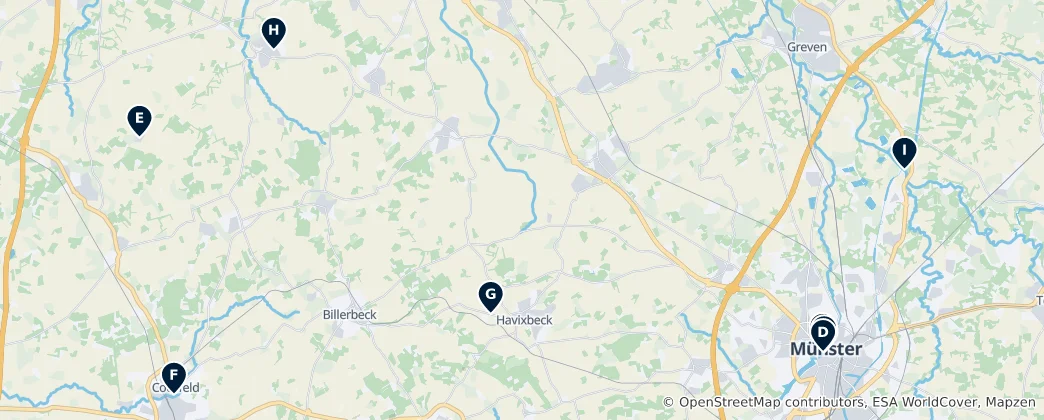 Карта Münsterland's Unmissable Treasures