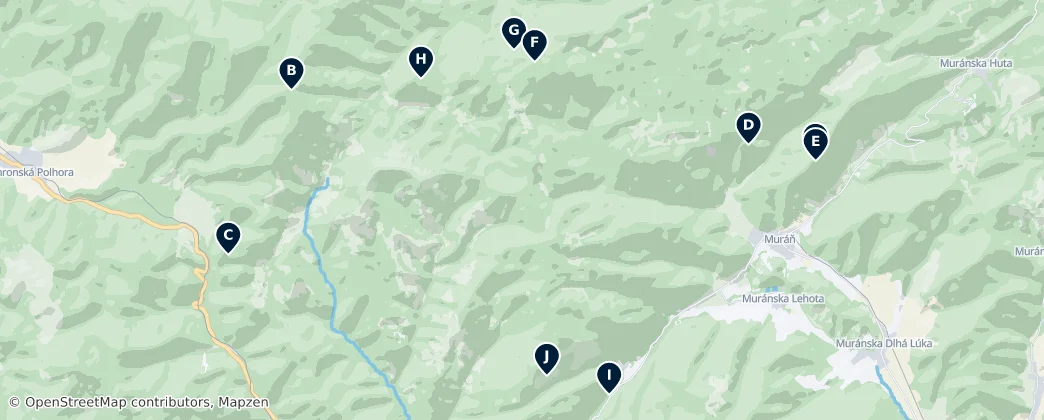 Muránska Planina Highlights — Map
