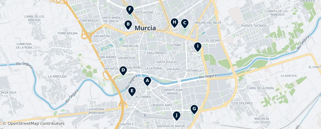Mappa di Parks and Gardens of Murcia