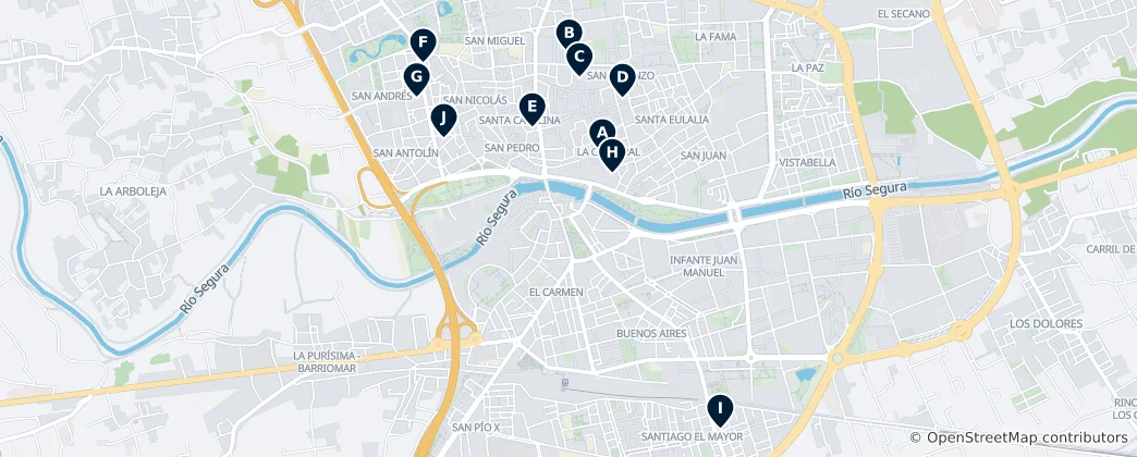 Mapa Religious Sites in Murcia