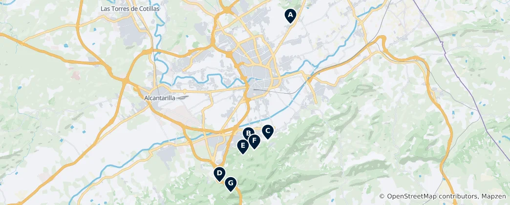 Karte von Murcia's Castles and Fortresses