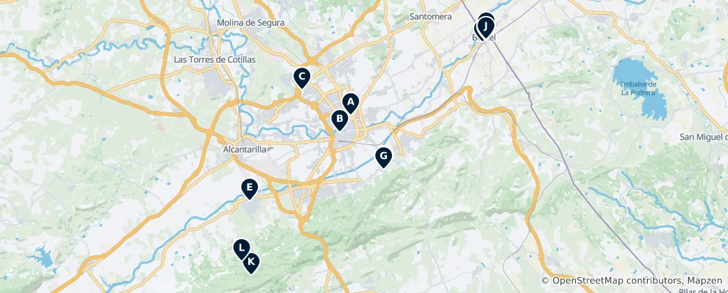 Mapa Murcia's Parks and Gardens