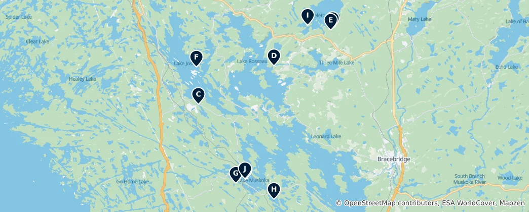 Carte de Muskoka Lakes Highlights