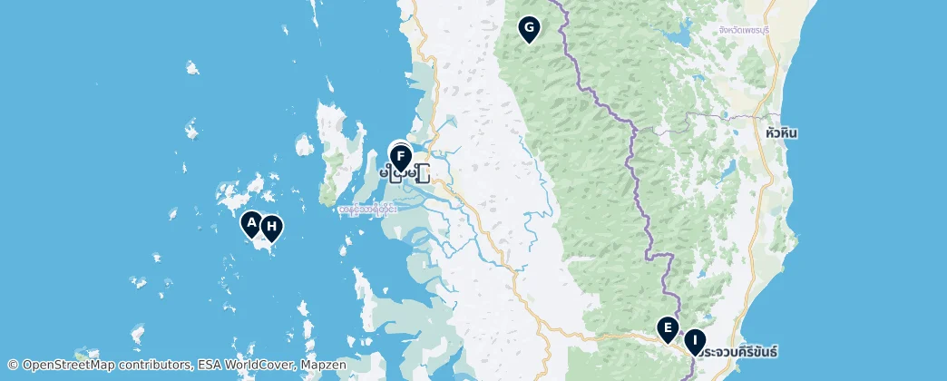 Myeik Essentials — Mapa