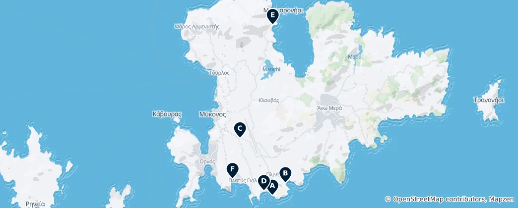 Map of Mykonos Nightlife Hotspots