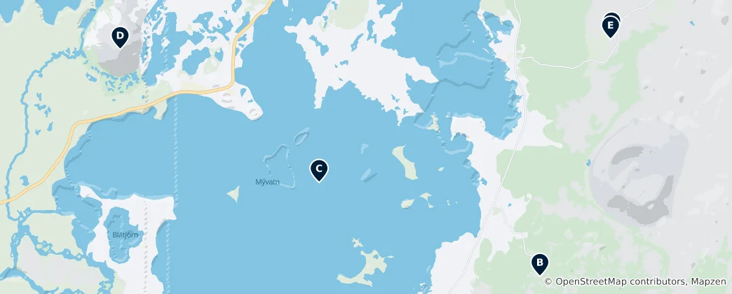 Map of Mývatn Nature Attractions