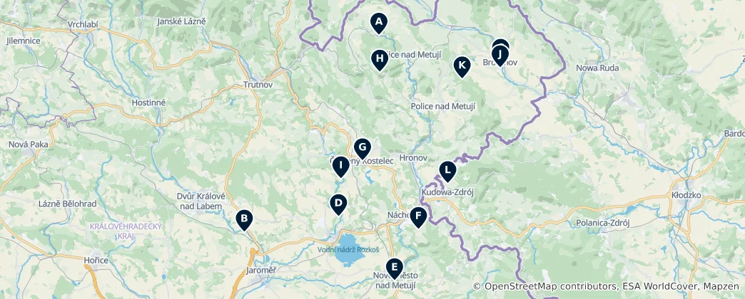 Map of okres Náchod Essentials