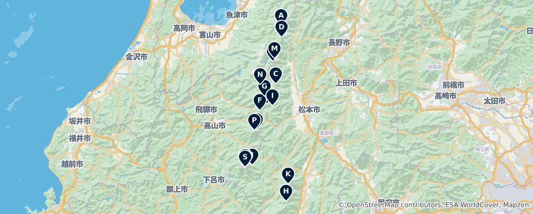 Mapa Alpine Huts and Trails