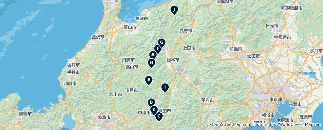 Mapa Japan's Natural Wonders
