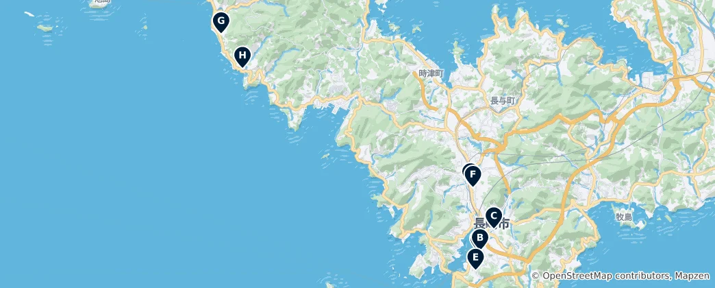 Mapa De Nagasaki Heritage Sites