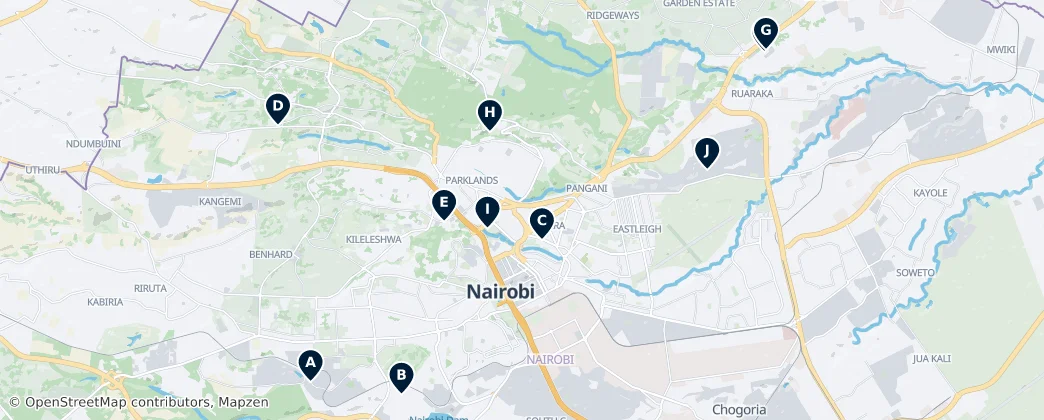 Map of Nairobi Cinemas and Theatres