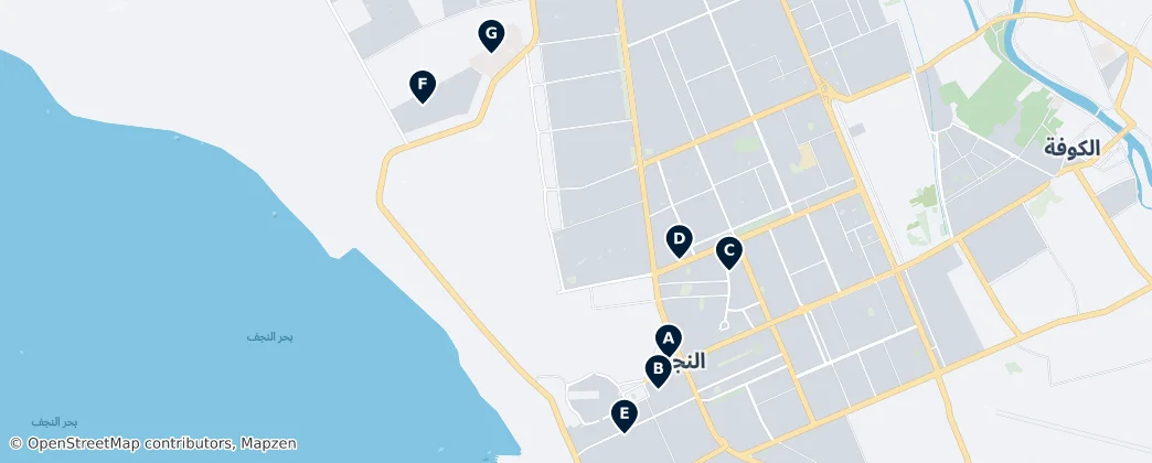 Map of Shopping and Markets in Najaf