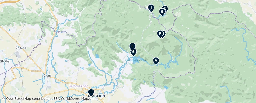 Mapa Nakhon Nayok Province Essentials