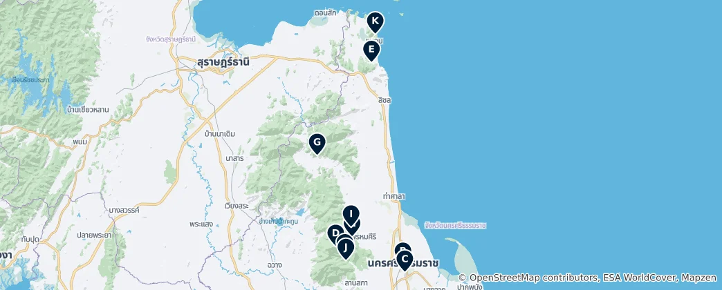 Mapa Nakhon Si Thammarat Province: Must-See Highlights