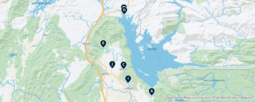 Mappa di Nam Ngum Reservoir Essentials