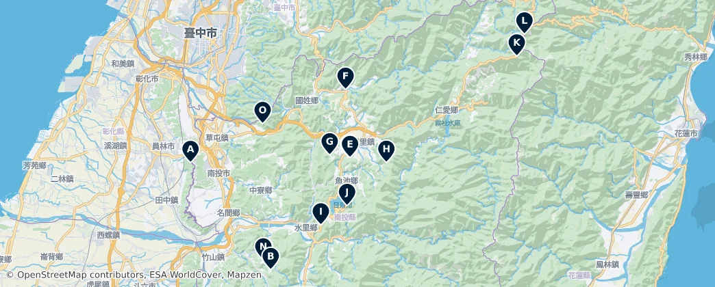 Scenic Campsites and Hostels — Mapa