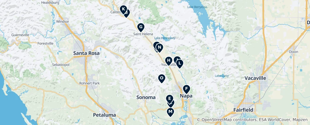 Mapa de Iconic Napa Valley Wineries