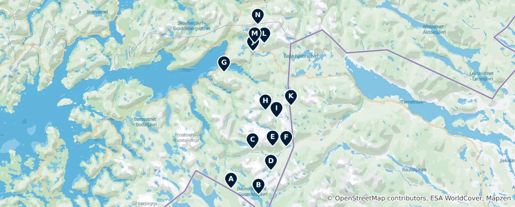 Mapa Wilderness Huts & Shelters