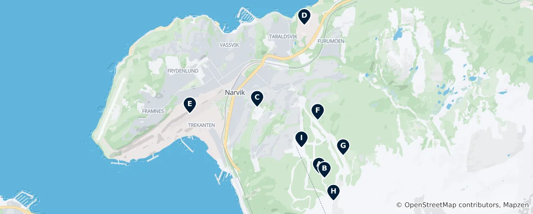 Mapa de Outdoor Adventures in Narvik