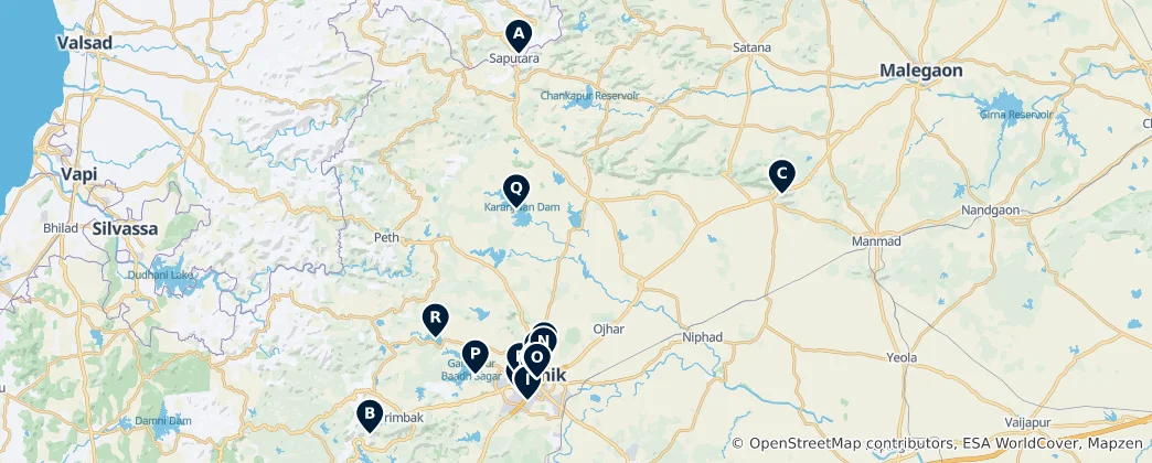 Map of Nashik's Must-See Highlights