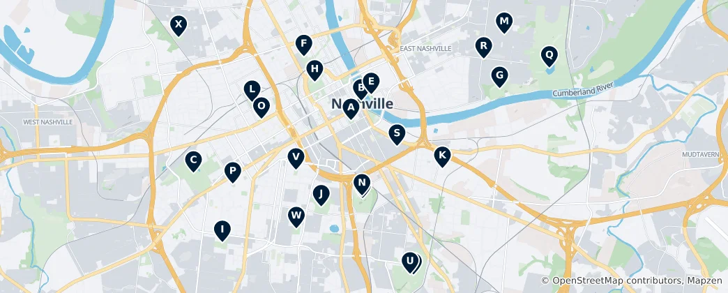 Map of Nashville Parks & Recreation