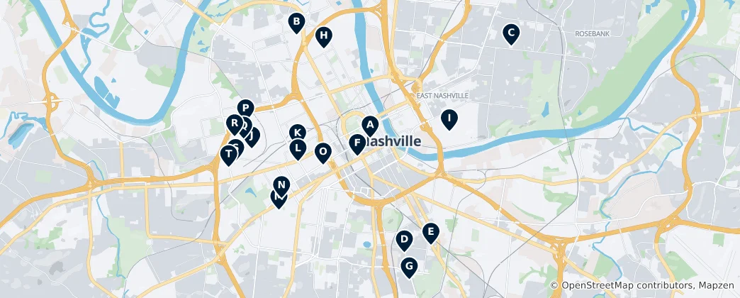 Map of Nashville's Sacred Sites