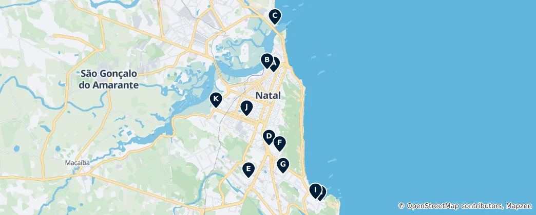 Mappa di Religious Sites in Natal