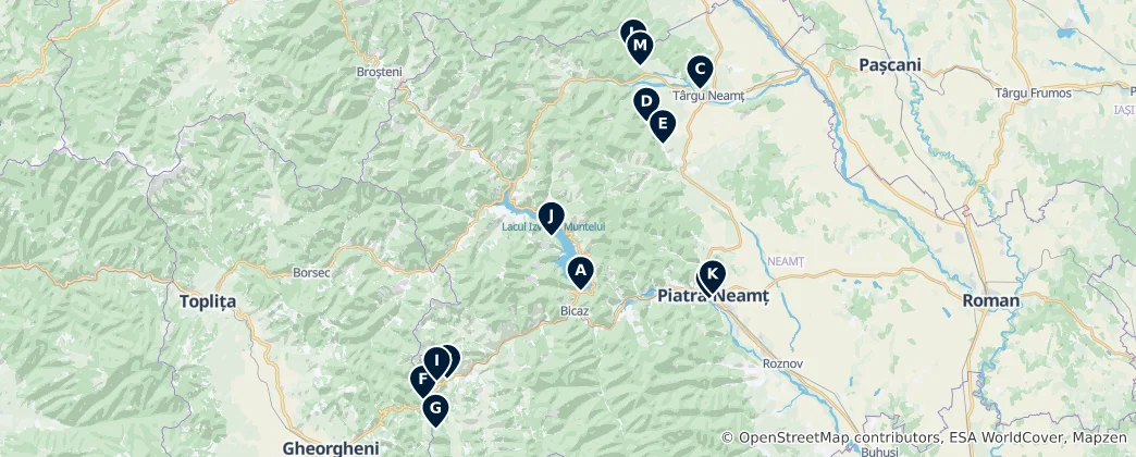 Map of Neamț's Unmissable Treasures