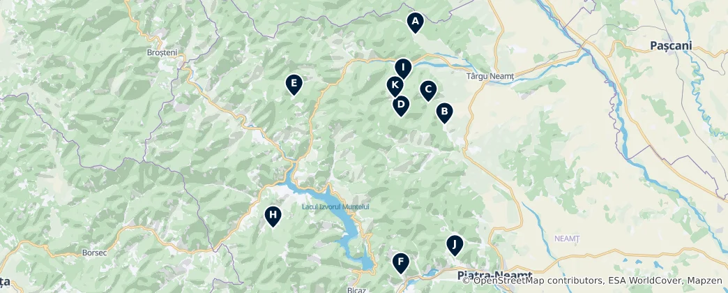 Mappa di Monasteri e Chiese Ortodosse Rumene