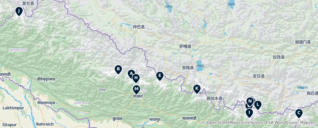 Mapa de Himalayan Peaks & Views
