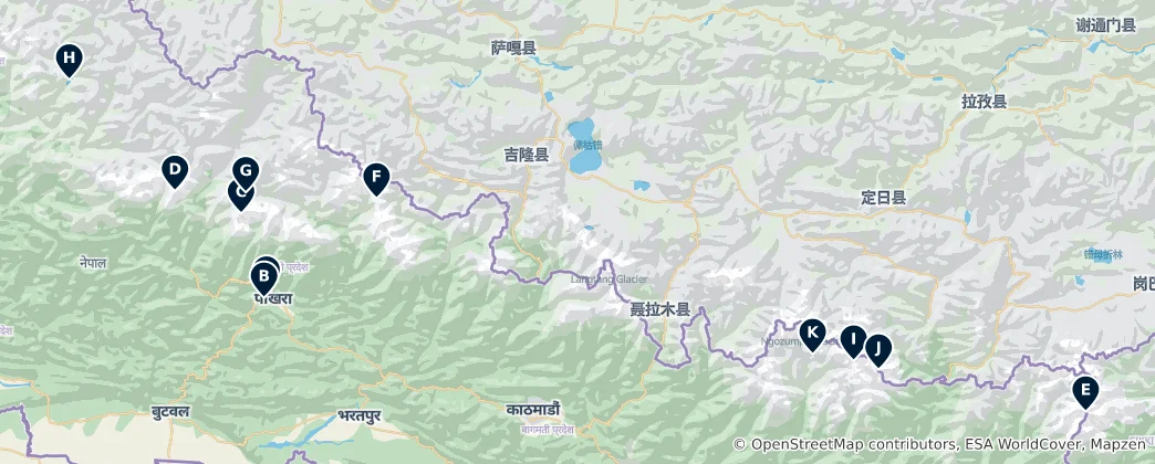 Map of Natural Wonders of Nepal