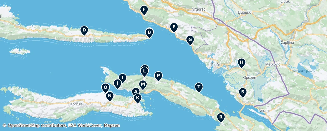 Churches of the Neretva Channel — Map