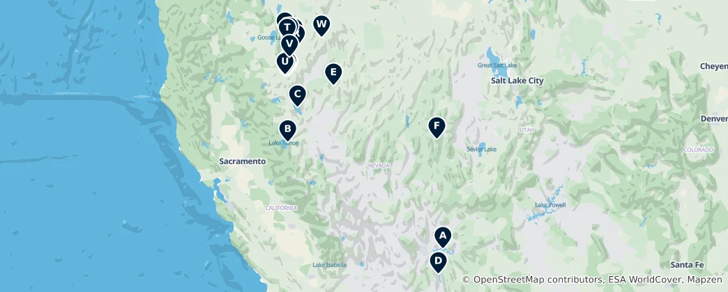 Mapa Nevada's Lakes and Reservoirs