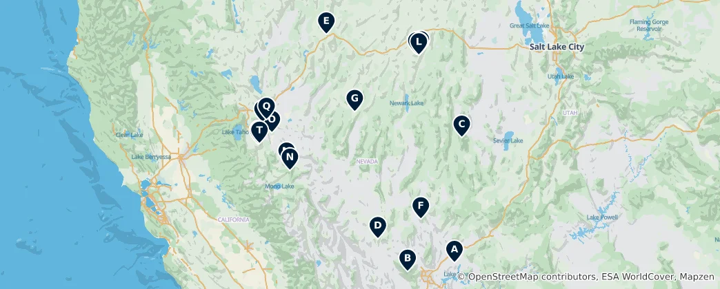 Mappa di Nevada's Majestic Peaks
