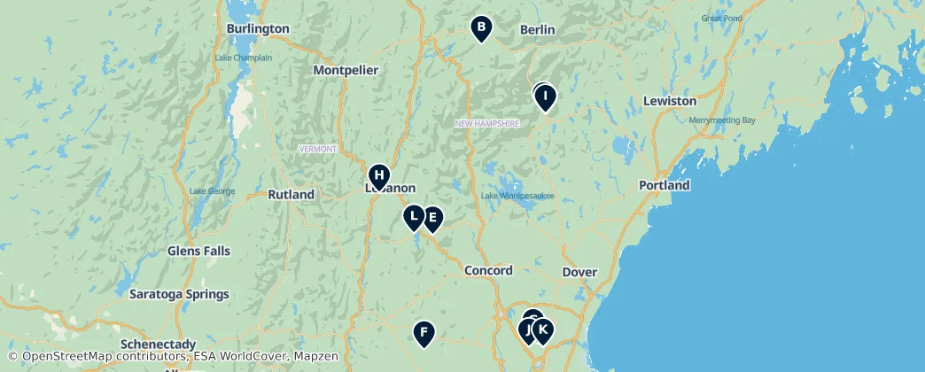Mapa de Golf & Minigolf in New Hampshire