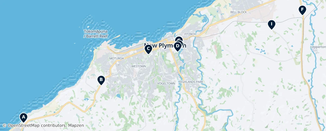 Taranaki Historic Sites — Carte