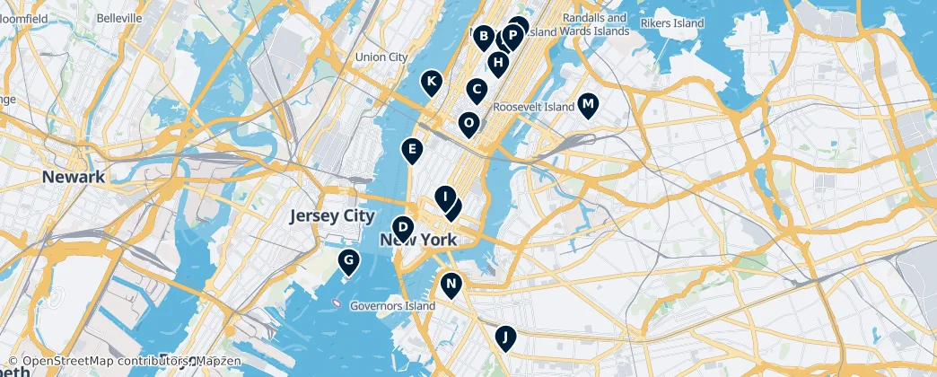 Mappa di Musei e Centri d'Arte di New York