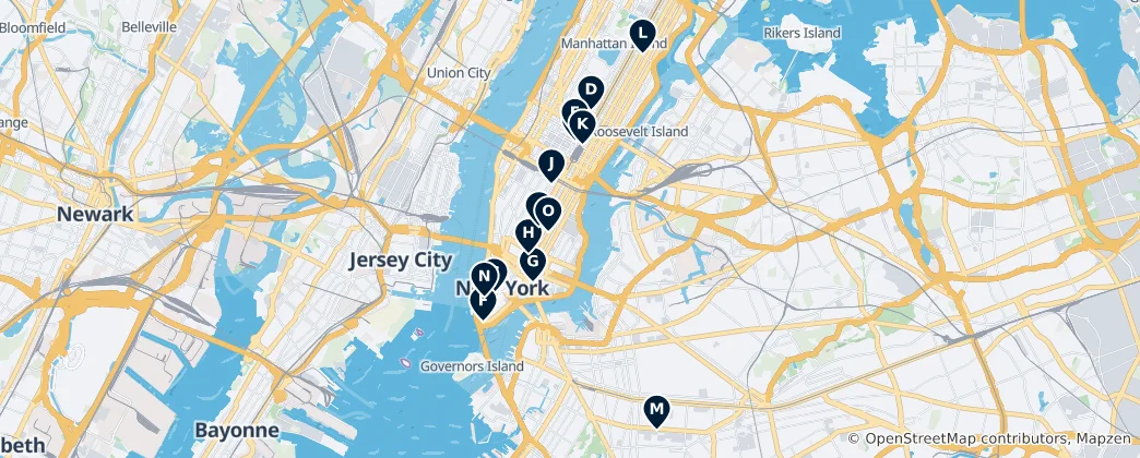 Mapa Náboženské památky v New Yorku