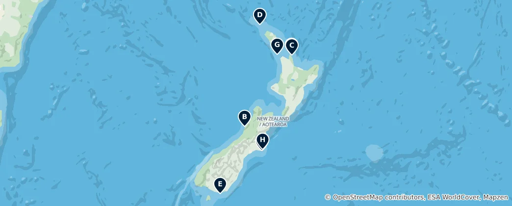Map of Hidden Gems of New Zealand