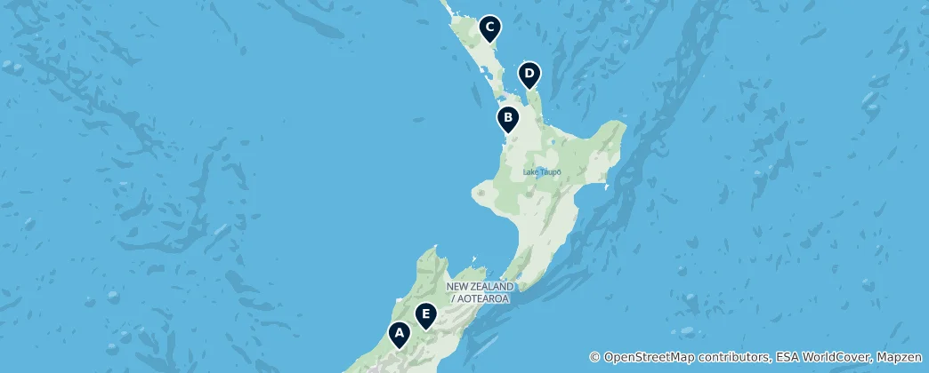 Map of Stunning Waterfalls
