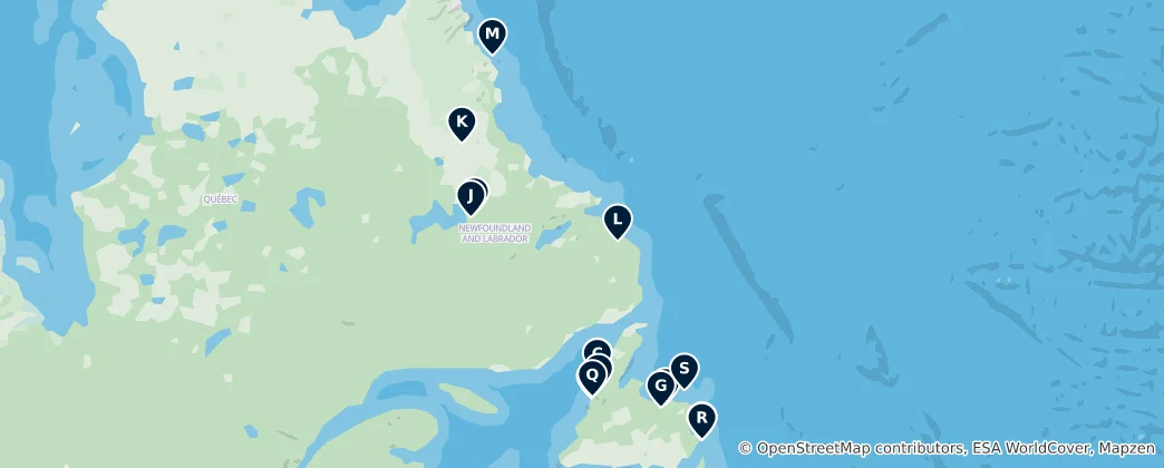 Mapa De Newfoundland and Labrador's Essential Wonders