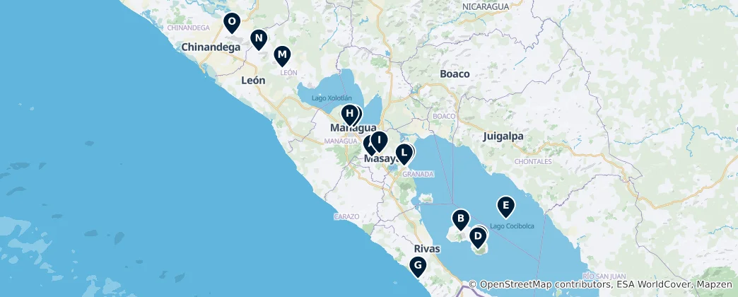 Map of Nicaragua's Essential Wonders