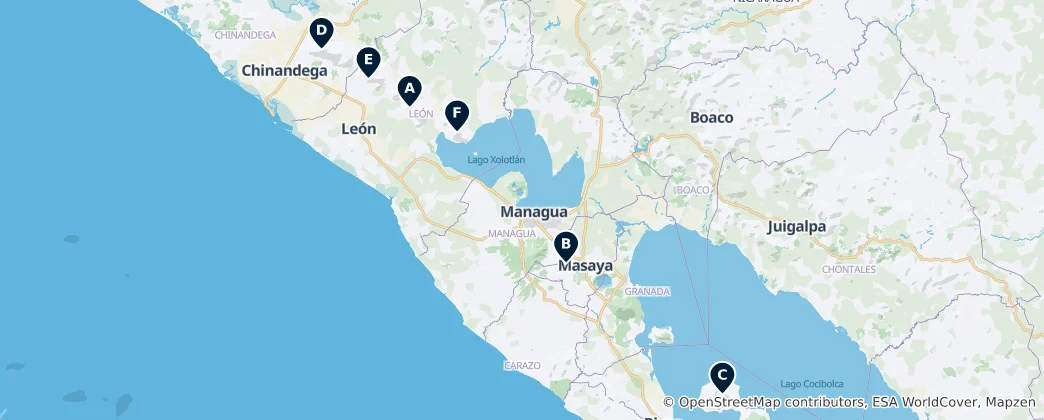 Map of Nicaragua's Volcanic Peaks