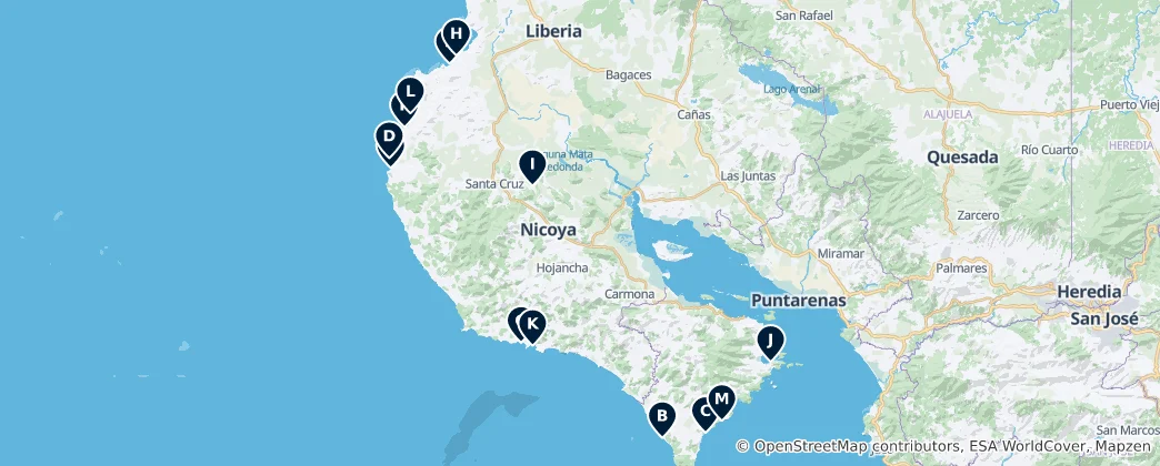 Map of Nicoya Peninsula Must-Sees