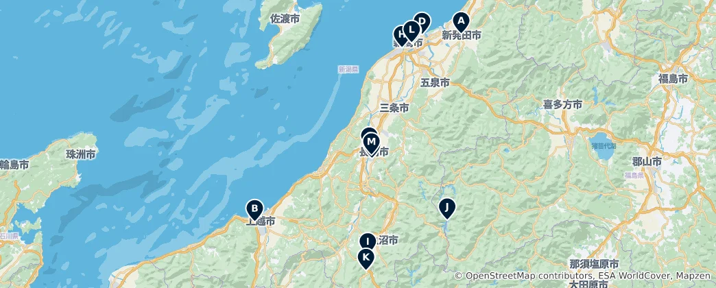 Map of Niigata's Essential Treasures