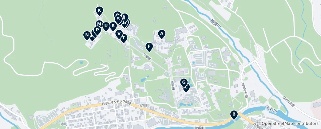 Mapa De Nikko's UNESCO Heritage Sites