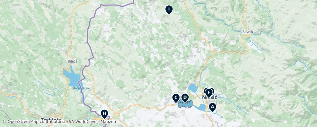 Nikšić Municipality Unmissables — Mappa