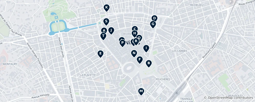 Map of Nîmes Heritage Trail