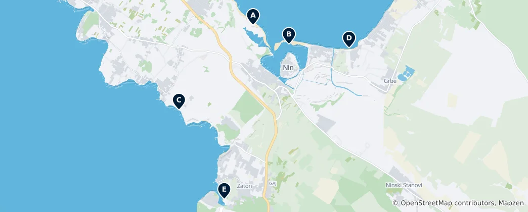 Mapa Best Beaches in Nin